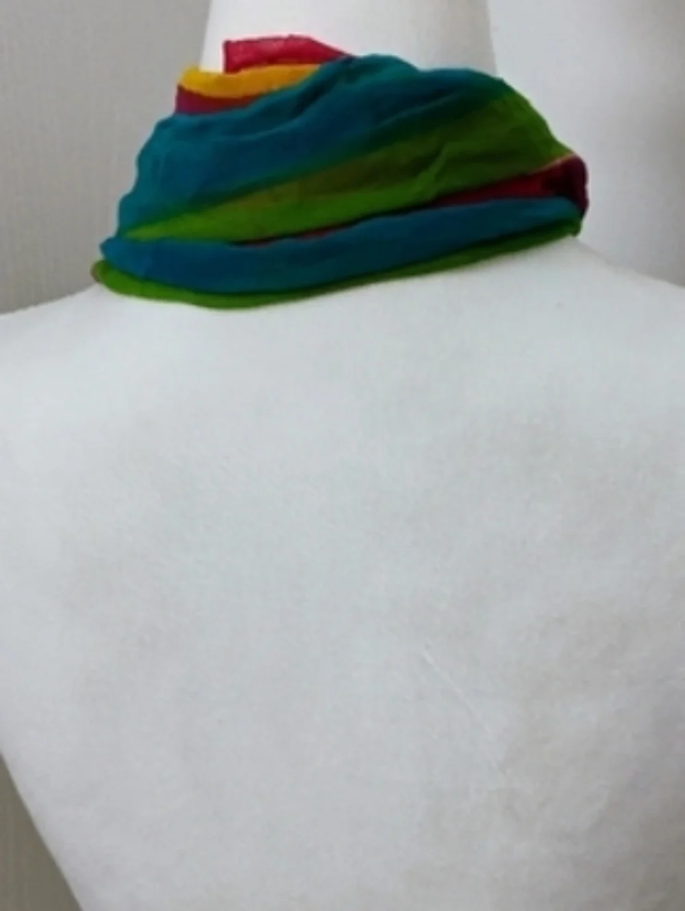 Vintage 1970s Technicolor Striped Rainbow Scarf Silk OS